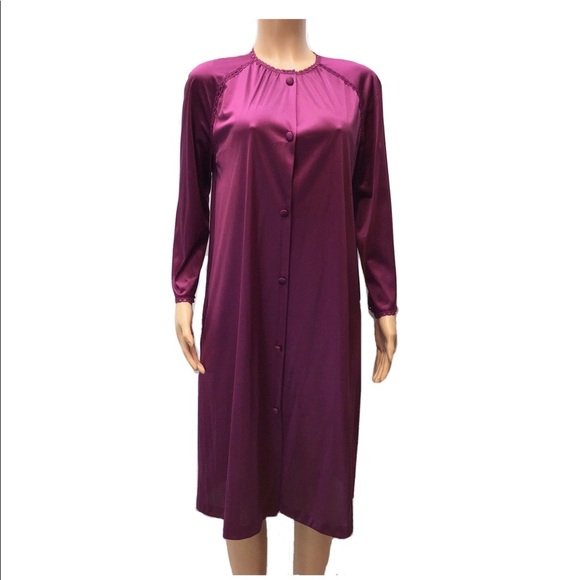 Vanity Fair Vintage Maroon Nightgown Robe Size Small - Picture 2 of 6